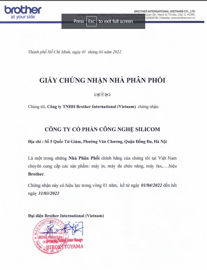 Silicom là nhà phân phối chính thức của Brother tại Việt Nam