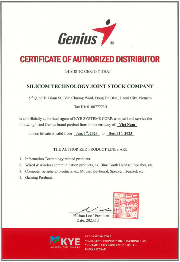 Silicom là nhà phân phối chính thức của Genius tại Việt Nam